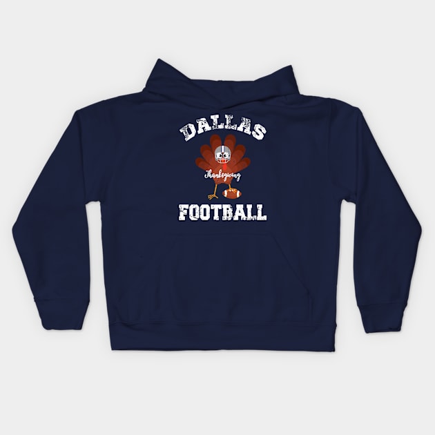 Dallas Thanksgiving Day Football Texas Distressed Turkey Kids Hoodie by The Shirt Genie